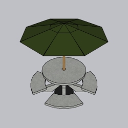 Picnic Table-Round Umbrella