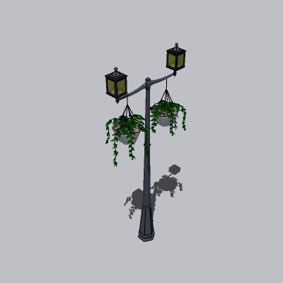 Lamp_Post_Ornate_Hanging_Plants