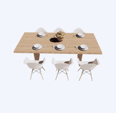 北欧风格餐桌餐椅_Sketchup模型