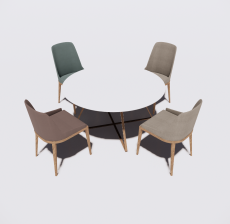 圆餐桌餐椅1_Sketchup模型