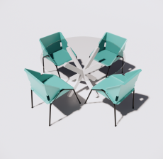 圆餐桌餐椅组合9_Sketchup模型