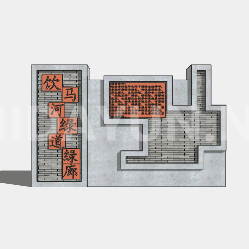 背景墙 154中式景墙 Sketchup模型 Sketchup插件模型材质 智达云